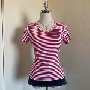 Red & White Striped V-Neck